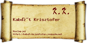 Kabát Krisztofer névjegykártya